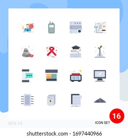 Flat Color Pack of 16 Universal Symbols of nature; stones; wireless; id; corporate Editable Pack of Creative Vector Design Elements
