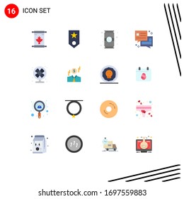Flat Color Pack of 16 Universal Symbols of air; dialog; star; chat; drink Editable Pack of Creative Vector Design Elements