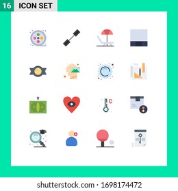 Flat Color Pack of 16 Universal Symbols of mind; sweet; beach; candy; layout Editable Pack of Creative Vector Design Elements