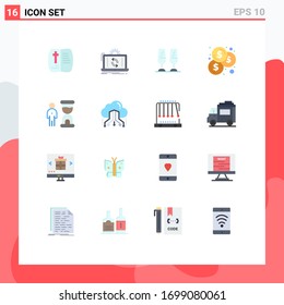 Flat Color Pack of 16 Universal Symbols of deadline; investment; sync; coins; toasting Editable Pack of Creative Vector Design Elements
