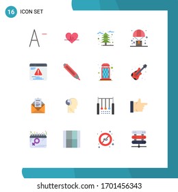 Flat Color Pack of 16 Universal Symbols of error; development; leaf; shopping; logistic Editable Pack of Creative Vector Design Elements