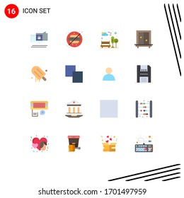 Flat Color Pack of 16 Universal Symbols of cream; dressing; bench; mirror; window Editable Pack of Creative Vector Design Elements