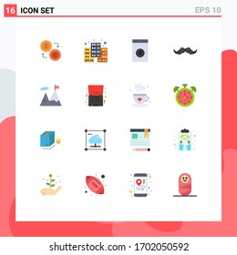 Flat Color Pack of 16 Universal Symbols of male; hipster; digital; moustache; household Editable Pack of Creative Vector Design Elements
