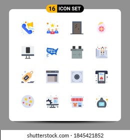 Flat Color Pack of 16 Universal Symbols of control; easter egg; door; easter; room Editable Pack of Creative Vector Design Elements