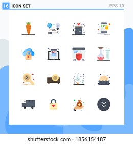 Flat Color Pack of 16 Universal Symbols of network; smartphone; card; notification; trick Editable Pack of Creative Vector Design Elements