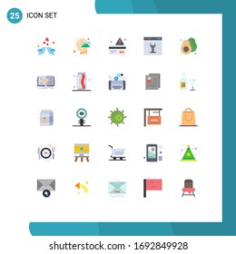 Flat Color Pack of 25 Universal Symbols of page; gear; thinking; browser; credit Editable Vector Design Elements