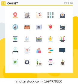Flat Color Pack of 25 Universal Symbols of envelope; layout; system; image; editing Editable Vector Design Elements