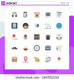 Flat Color Pack of 25 Universal Symbols of presentation; files; store; furniture; cabinet Editable Vector Design Elements