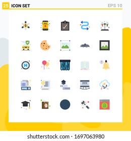 Flat Color Pack of 25 Universal Symbols of security; car; task; tube; chemistry Editable Vector Design Elements