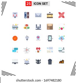 Flat Color Pack of 25 Universal Symbols of food and drink; drink bar; communication; bar sign; envelope Editable Vector Design Elements