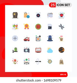 Flat Color Pack of 25 Universal Symbols of dumbbell; fitness; document; exercise; cheaque Editable Vector Design Elements