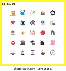 Flat Color Pack of 25 Universal Symbols of setting; education; good; canada; wedding Editable Vector Design Elements