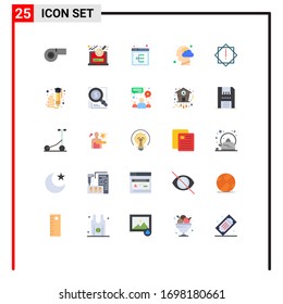 Flat Color Pack of 25 Universal Symbols of virus; thinking; seo; mind; head Editable Vector Design Elements
