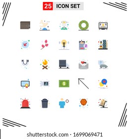 Flat Color Pack of 25 Universal Symbols of learn; holiday; avatar; circle; celebration Editable Vector Design Elements