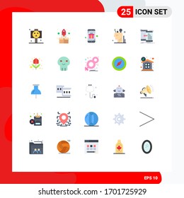Flat Color Pack of 25 Universal Symbols of stationary; mind; concept; digital; surprise Editable Vector Design Elements