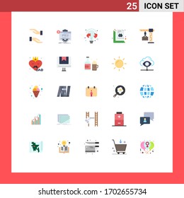 Flat Color Pack of 25 Universal Symbols of document; size; education; ruler; bulb Editable Vector Design Elements