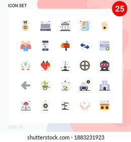 Flat Color Pack of 25 Universal Symbols of employee; hand; bank; gesture; coffee Editable Vector Design Elements