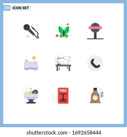Flat Color Pack of 9 Universal Symbols of lamp; flask; board; experiment; sponge Editable Vector Design Elements