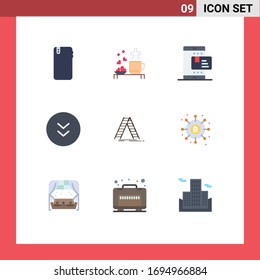 Flat Color Pack of 9 Universal Symbols of circle; shopping; love; rate; online Editable Vector Design Elements