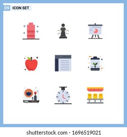 Flat Color Pack of 9 Universal Symbols of food; autumn; game; apple; pie chart Editable Vector Design Elements