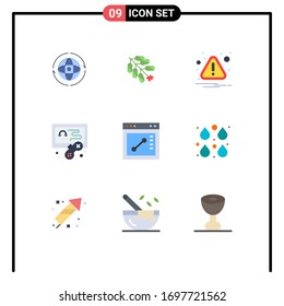 Flat Color Pack of 9 Universal Symbols of draw; game; firecracker; hobby; attention Editable Vector Design Elements