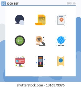 Flat Color Pack of 9 Universal Symbols of imac; computer; chart; interface; back Editable Vector Design Elements