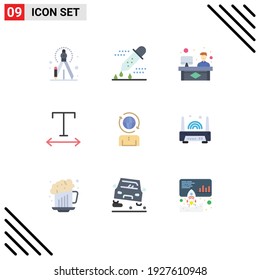Flat Color Pack of 9 Universal Symbols of modern; global; chat; business; font Editable Vector Design Elements