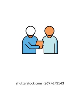 Flatcolor Partnership Symbol mit zwei Personen, Vektorgrafik austauschen