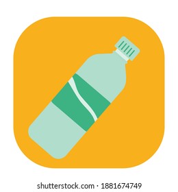 Icono de botella de plástico de color plano sobre fondo amarillo. Totalmente editable. 