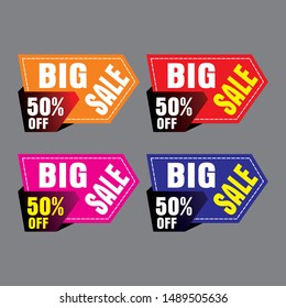 Flat Color Price Flash Vectors