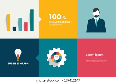 Flat color rectangle diagram for infographic. Vector background illustration.