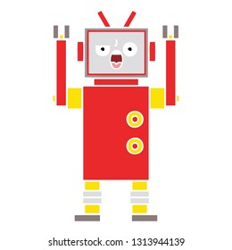 flat color retro cartoon of a angry robot