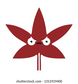 flat color retro cartoon of a autumnal leaf