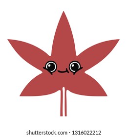 flat color retro cartoon of a autumnal leaf