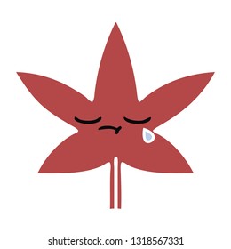 flat color retro cartoon of a autumnal leaf
