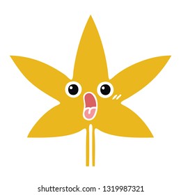 flat color retro cartoon of a autumnal leaf