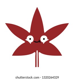 flat color retro cartoon of a autumnal leaf