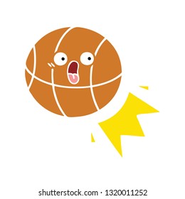 flat color retro cartoon of a basketball