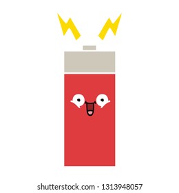 flat color retro cartoon of a battery