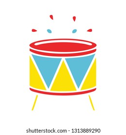 flat color retro cartoon of a beating drum