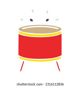 flat color retro cartoon of a beating drum