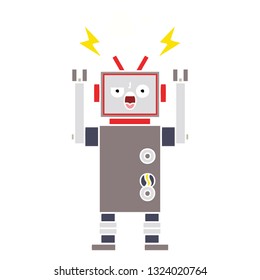 dibujo retro a color plano de un robot roto
