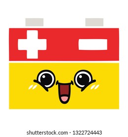flat color retro cartoon of a car battery