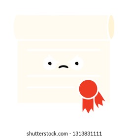 dibujo retro a color plano de un certificado