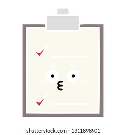 flat color retro cartoon of a check list