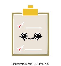 flat color retro cartoon of a check list