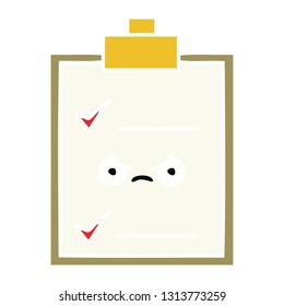 flat color retro cartoon of a check list