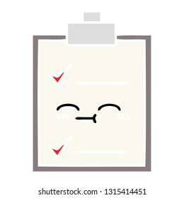 flat color retro cartoon of a check list