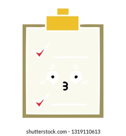 flat color retro cartoon of a check list