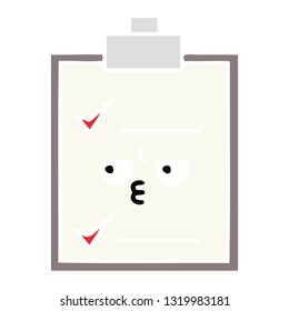 flat color retro cartoon of a check list